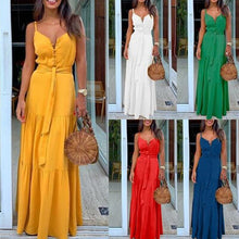 Load image into Gallery viewer, Fashion Sexy Women Sleeveless Backelss Summer Dress Yellow White