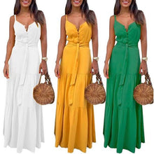 Load image into Gallery viewer, Fashion Sexy Women Sleeveless Backelss Summer Dress Yellow White