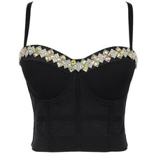 Load image into Gallery viewer, Fashion Shining Diamond Luxury Women Tank Tops Black White Sexy Crop