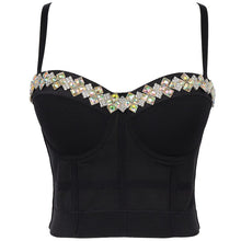 Load image into Gallery viewer, Fashion Shining Diamond Luxury Women Tank Tops Black White Sexy Crop