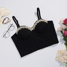 Load image into Gallery viewer, Fashion Shining Diamond Luxury Women Tank Tops Black White Sexy Crop