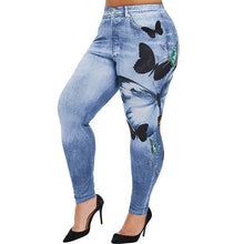 Load image into Gallery viewer, Fashion Slim Women Leggings Butterfly Print Pencil Faux Denim Jeans