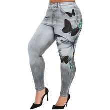 Load image into Gallery viewer, Fashion Slim Women Leggings Butterfly Print Pencil Faux Denim Jeans