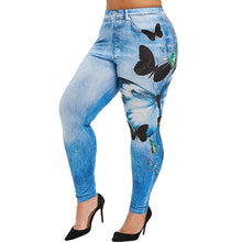 Load image into Gallery viewer, Fashion Slim Women Leggings Butterfly Print Pencil Faux Denim Jeans