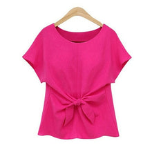 Load image into Gallery viewer, Fashion Summer Batwings Bowknot Blouse O Neck Short Sleeve