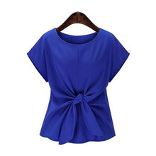 Load image into Gallery viewer, Fashion Summer Batwings Bowknot Blouse O Neck Short Sleeve
