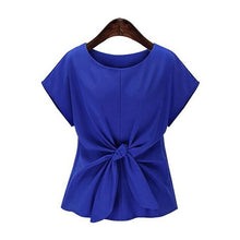 Load image into Gallery viewer, Fashion Summer Batwings Bowknot Blouse O Neck Short Sleeve