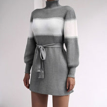 Load image into Gallery viewer, Fashion Sweater dress for women Long sleeve casual half high neck