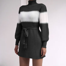 Load image into Gallery viewer, Fashion Sweater dress for women Long sleeve casual half high neck