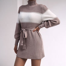 Load image into Gallery viewer, Fashion Sweater dress for women Long sleeve casual half high neck