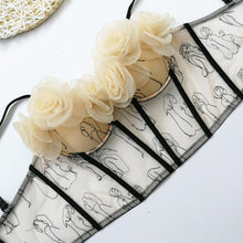 Load image into Gallery viewer, Fashion Tank Top Sweet Flowers Crop Top Mesh Embroidery Corset