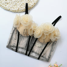 Load image into Gallery viewer, Fashion Tank Top Sweet Flowers Crop Top Mesh Embroidery Corset