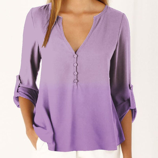 Fashion Women Blouse  Female Plus Size 2XL Long Sleeve Chiffon