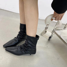 Load image into Gallery viewer, Pointed Toe Ankle Boots Back Zipper Sexy Black White