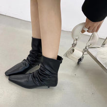 Load image into Gallery viewer, Pointed Toe Ankle Boots Back Zipper Sexy Black White