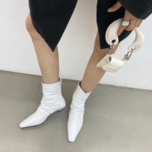 Load image into Gallery viewer, Pointed Toe Ankle Boots Back Zipper Sexy Black White