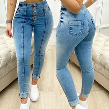 Load image into Gallery viewer, Fashion Women Ripped Denim Button Pocket New Design Skinny