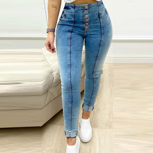 Load image into Gallery viewer, Fashion Women Ripped Denim Button Pocket New Design Skinny