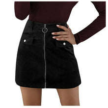 Load image into Gallery viewer, Fashion Women Solid Corduroy Zipper High Waist Skirt Casual Short Mini