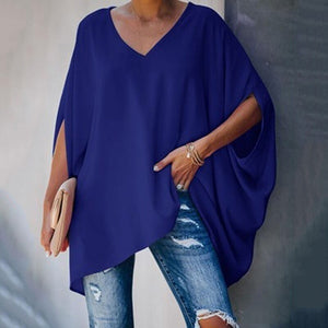 Fashion Women Summer Elegant V Neck Oversized Plus Size Top Lady