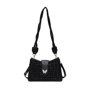 Fashion Woolen Sequin Messenger Bag Women PU Butterfly Elegant