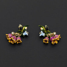 Load image into Gallery viewer, Fashionable Versailles Rose Earrings Enamel Glaze Purple Lily Of The