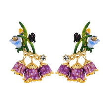 Load image into Gallery viewer, Fashionable Versailles Rose Earrings Enamel Glaze Purple Lily Of The
