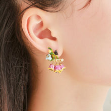 Load image into Gallery viewer, Fashionable Versailles Rose Earrings Enamel Glaze Purple Lily Of The