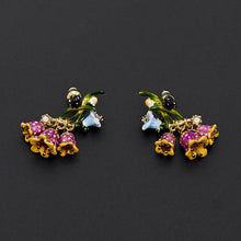 Load image into Gallery viewer, Fashionable Versailles Rose Earrings Enamel Glaze Purple Lily Of The