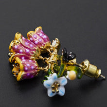 Load image into Gallery viewer, Fashionable Versailles Rose Earrings Enamel Glaze Purple Lily Of The