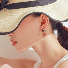 Load image into Gallery viewer, Fashionable Versailles Rose Earrings Enamel Glaze Purple Lily Of The