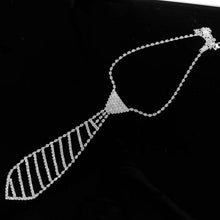 Load image into Gallery viewer, Fashionable and elegant necktie Necklace flash Rhinestone Long