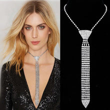 Load image into Gallery viewer, Fashionable and elegant necktie Necklace flash Rhinestone Long