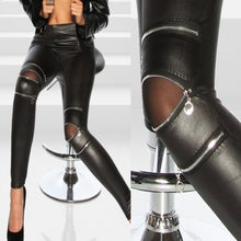 Load image into Gallery viewer, Faux Leather Leggings Women Fashion High Elastic Skinny Zippers