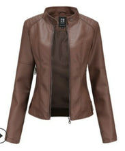 Load image into Gallery viewer, Faux leather PU Jacket Women Spring Autumn Vogue Motorcycle Jacket