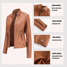 Load image into Gallery viewer, Faux leather PU Jacket Women Spring Autumn Vogue Motorcycle Jacket