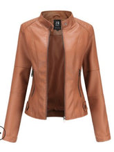 Load image into Gallery viewer, Faux leather PU Jacket Women Spring Autumn Vogue Motorcycle Jacket