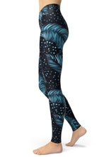 Load image into Gallery viewer, Feather Printed Leggings for Women Girls Blue Dots Stretch Brushed
