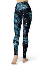 Load image into Gallery viewer, Feather Printed Leggings for Women Girls Blue Dots Stretch Brushed