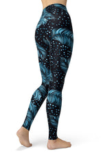 Load image into Gallery viewer, Feather Printed Leggings for Women Girls Blue Dots Stretch Brushed
