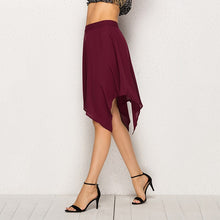 Load image into Gallery viewer, Female Irregular Hem Slim Skirt Chiffon knee length Skirt Solid Color