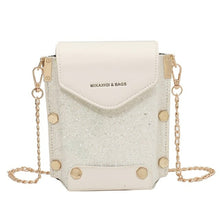 Load image into Gallery viewer, Female Sequins Small Square Bags Clamshell PU Leather Designer Chain