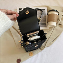 Load image into Gallery viewer, Female Sequins Small Square Bags Clamshell PU Leather Designer Chain