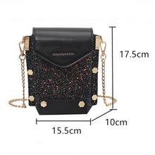 Load image into Gallery viewer, Female Sequins Small Square Bags Clamshell PU Leather Designer Chain