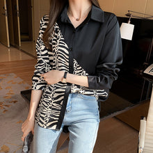 Load image into Gallery viewer, New Zebra Patchwork Single breasted Loose Long sleeved