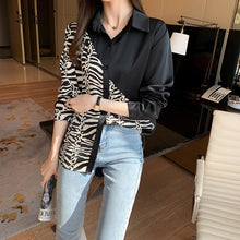 Load image into Gallery viewer, New Zebra Patchwork Single breasted Loose Long sleeved