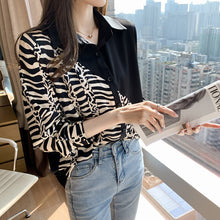 Load image into Gallery viewer, New Zebra Patchwork Single breasted Loose Long sleeved