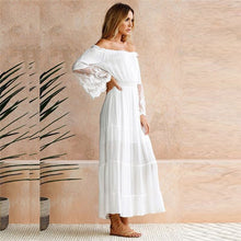 Load image into Gallery viewer, Strapless Long Sleeve Sundress Women's White Beach Dress Summer