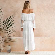 Load image into Gallery viewer, Strapless Long Sleeve Sundress Women's White Beach Dress Summer