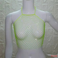 Load image into Gallery viewer, FestivalQueen Women Mesh Rhinestone Backless Crop Top Sexy Sleeveless